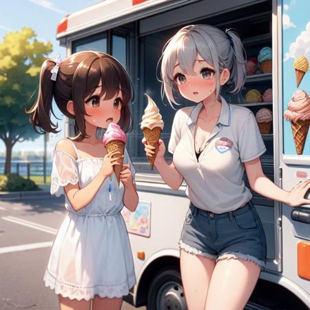 girl like  ice cream truck / ice cream machine