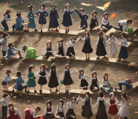 Row of40 people POSE , multi view，40个人的动作PNG图，多视图