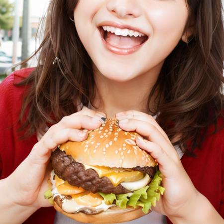 Eating a hamburger