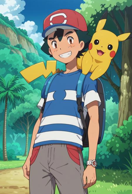 Ash Ketchum - Pokémon Sun and Moon version - Pony + Illustrious版本Pony - 1.0 (ID: 798925)