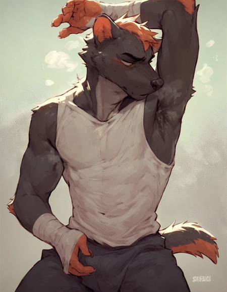 Sniffing / smelling (own) armpit - Pony