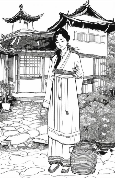 Chinese style line drawing, line drawing, illustration/new style