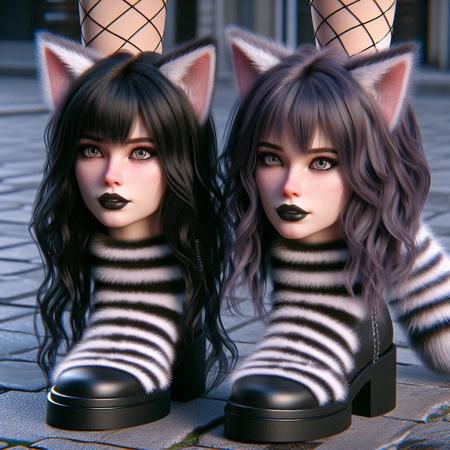 Neko Goth Girl on Feet