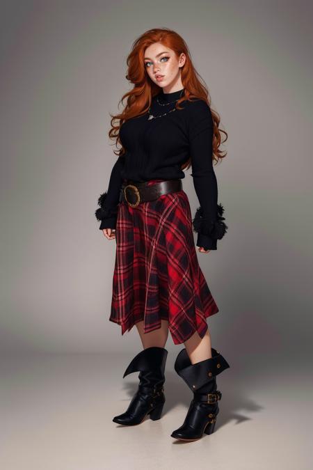 Grunge Plaid Skirt & Sweater