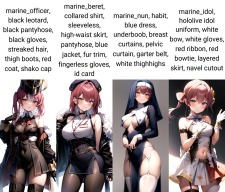 Houshou Marine (Hololive) all outfits 4+4