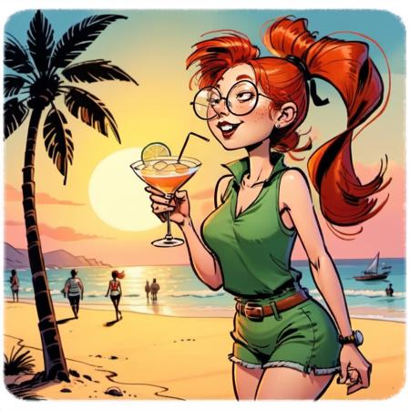 Mademoiselle Jeanne - Gaston Lagaffe comic - SDXL