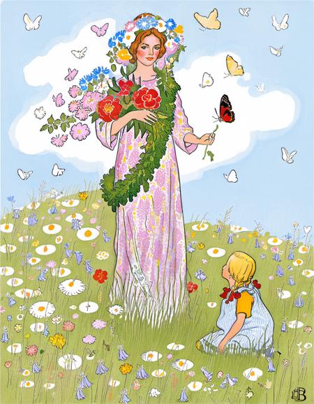 Children book illustration - Elsa Beskow Style - SDXL 1.0