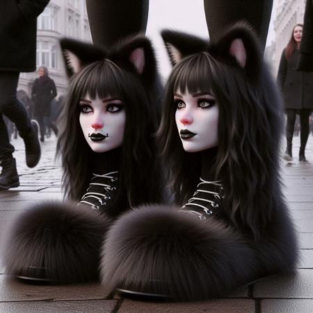 Neko Goth Girl on Feet
