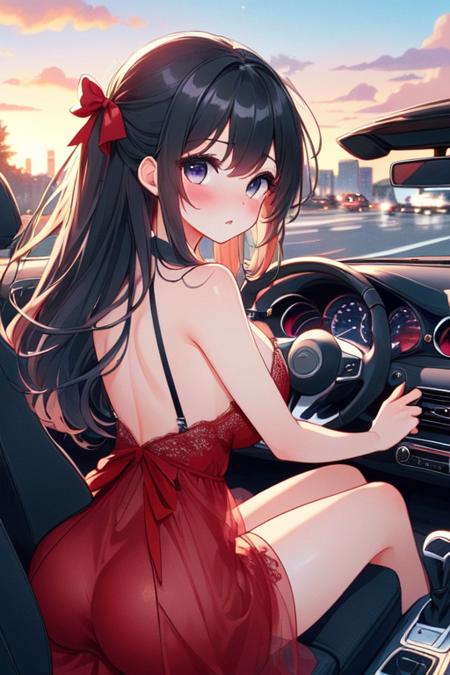 girl like mini car / driving cabrio