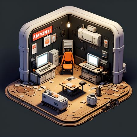 HEZI_45 degrees indoor cute game scene