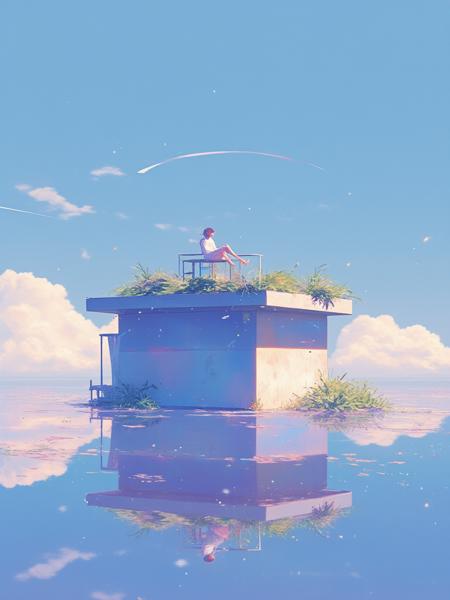 blue-and-white style 2D