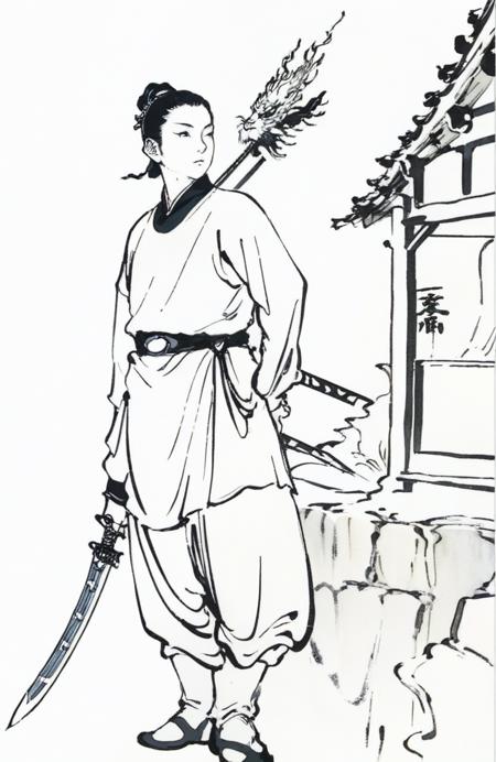 Chinese style line drawing, line drawing, illustration/new style