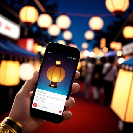 festival lanterns and smartphone