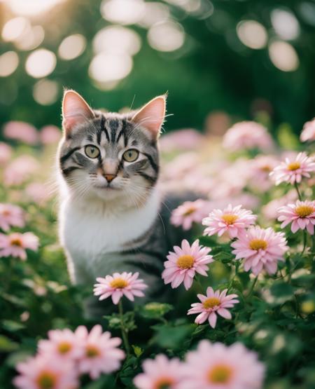 Realistic cats and flowers