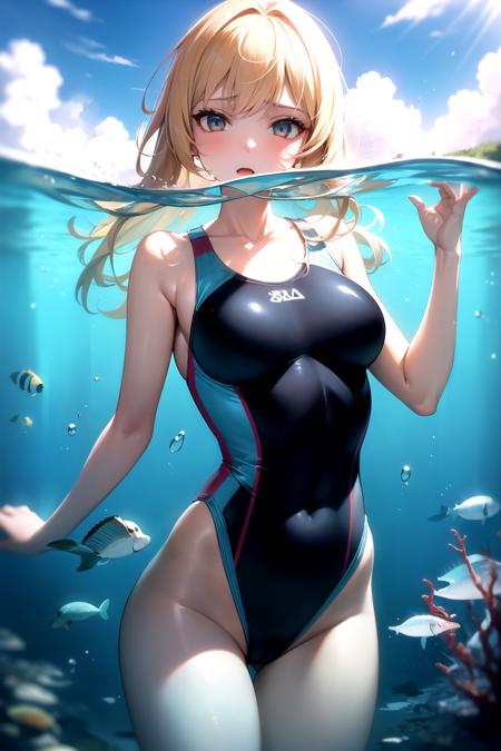 Partially underwater shot / partially submerged