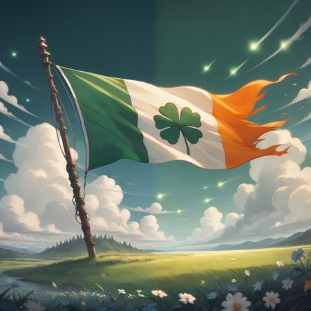 Flag of Irland in Ghibli Style