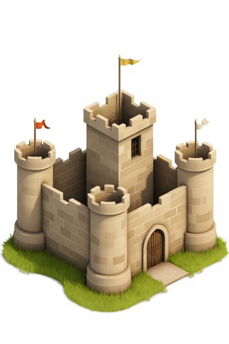 F1 Isometric 3D medieval building and Props Design