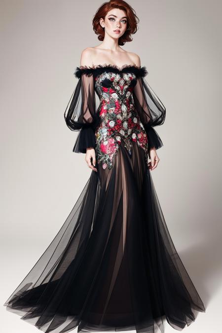 Black Tulle & Floral Dress