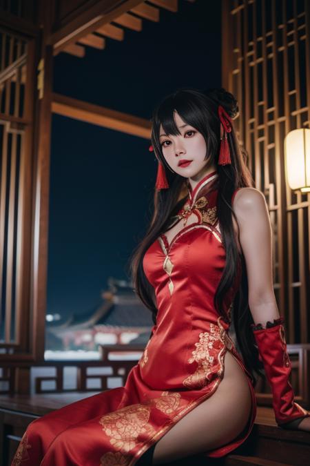 时崎狂三 新春旗袍-红黑 tokisaki kurumi chinese clothes-red&black