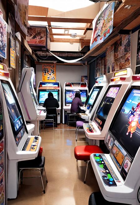 日本のゲームセンター（ビデオゲーム）SDXL