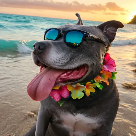 Gray Pitbull Dog SDXL
