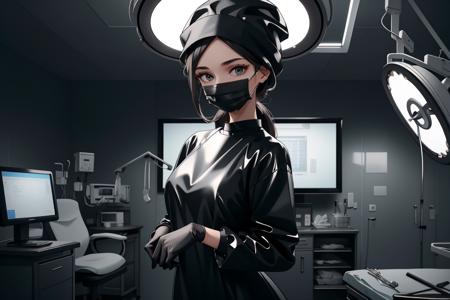 Surgeon in Black Rubber