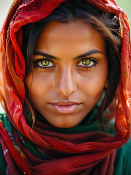 Portrait of an Afghan Girl - Headscarf Woman