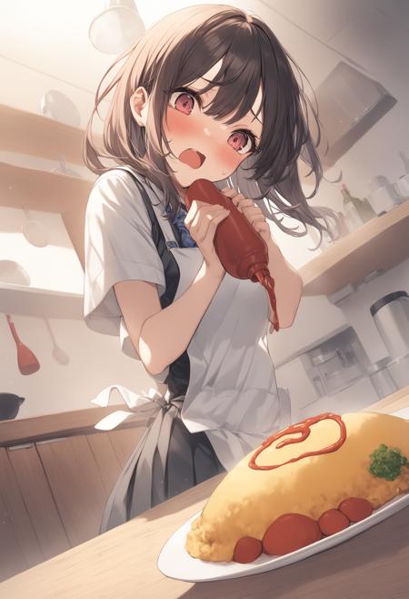 Lettering on omurice / オムライスへのお絵描き、文字入れ