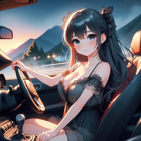 girl like mini car / driving cabrio