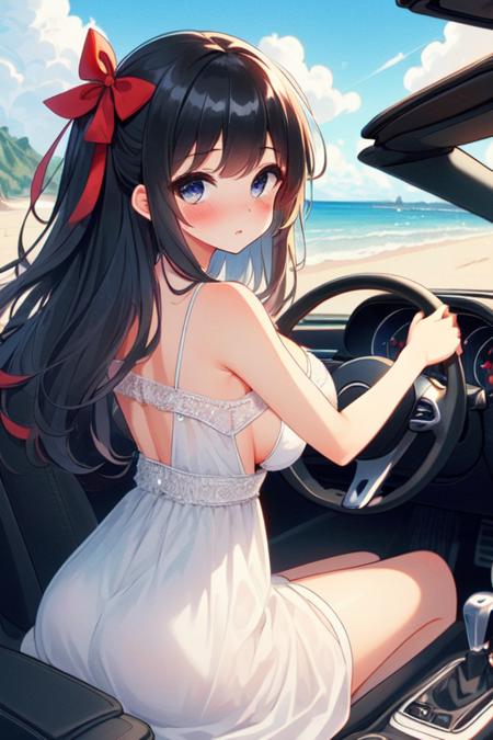 girl like mini car / driving cabrio