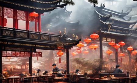 Traditional Multi Storey Wooden Chinese Restaurant