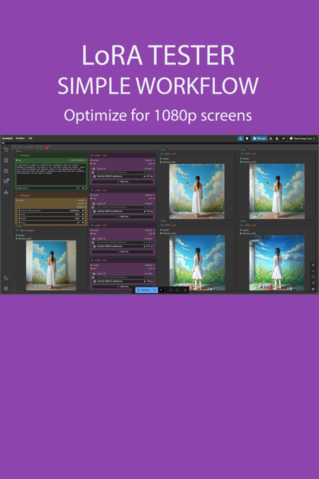 LoRA tester simple workflow FLUX | LORA | GGUF版本v2.0 - 1080p (ID: 948237)