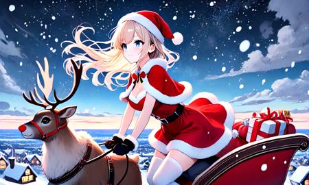 girl like reindeer sleigh