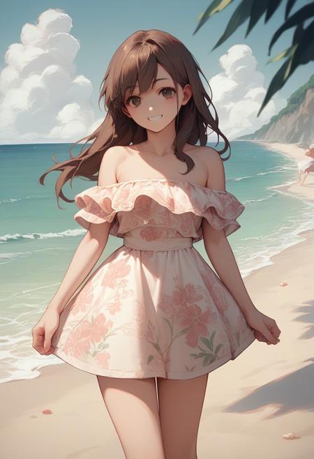 Floral off-shoulder dress版本v1.1-pony (ID: 871020)