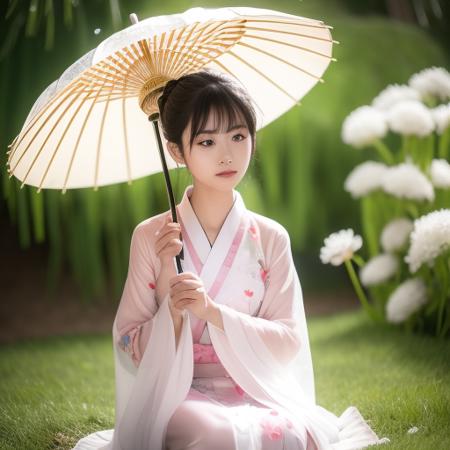 Chinese girls in wedding dress or hakama or hanfu in marvellous scene 素晴らしいシーンのウェディングドレスを着た女の子 身着婚纱或汉服的女孩在优美的场景里