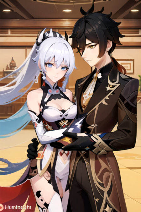 Zhongli x Kiana Kaslana (Genshin Impact x Honkai Impact 3rd)