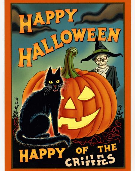 Halloween Greetings Postcard FLUX