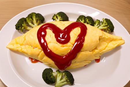 オムライス❤ Draw a heart with ketchup on top of omurice. SD15