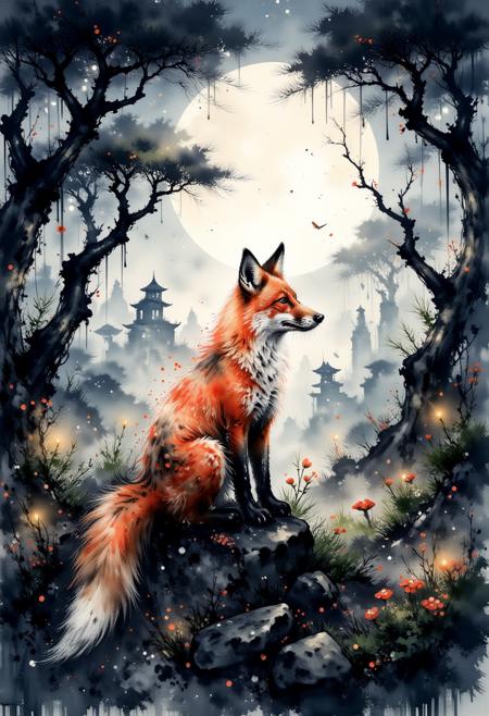 Japanese Ink-Wash & Watercolor Fusion for Fantasy Art版本V1 (ID: 1260893)