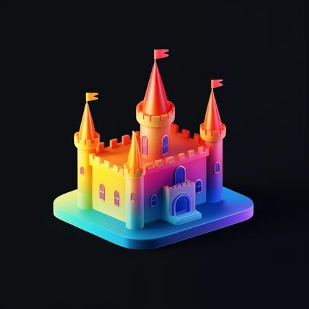 【Vibrant 3D icon】gradient effect on a black background XL