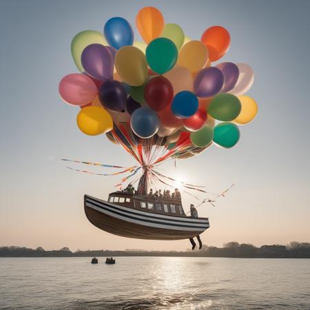 Held aloft by balloons (sdxl)