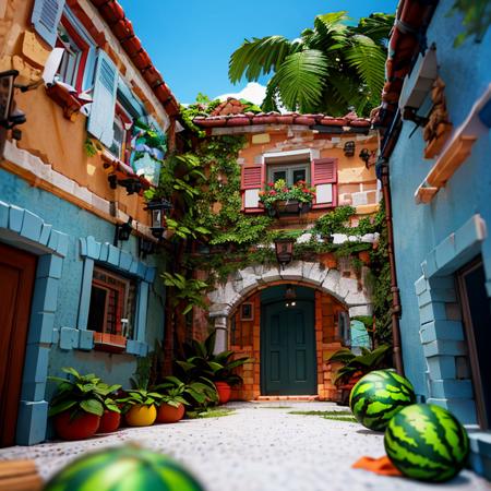 Tropical Buildings (Delfino Plaza, Super Mario Sunshine) [SDXL & SD1.5]