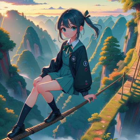 girl like climb mountain / tightrope