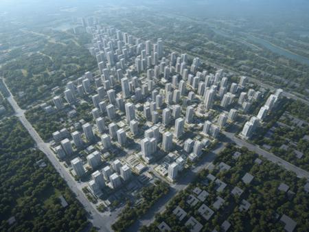 Bird's-eye view of urban design scenes