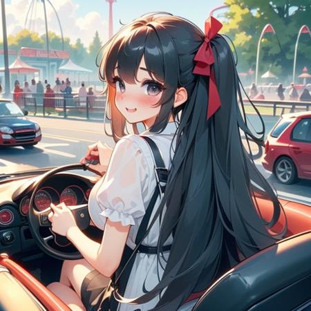 girl like mini car / driving cabrio
