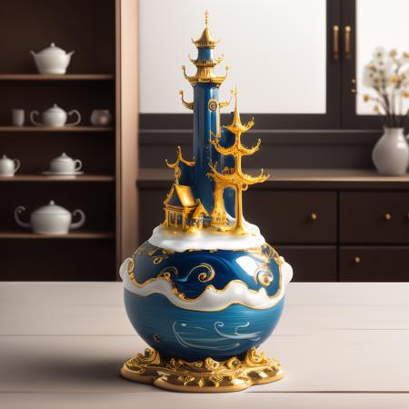 Realistic pure color porcelain art style