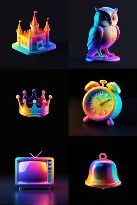 【Vibrant 3D icon】gradient effect on a black background XL版本v1.0 (ID: 601684)