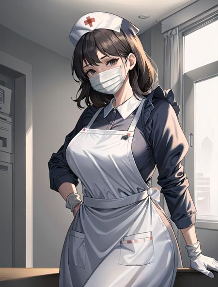 Long Nurse Uniform, with mask and Gloves