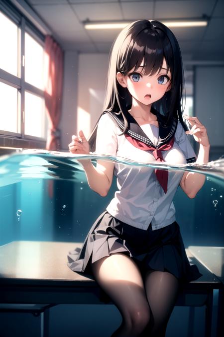 Partially underwater shot / partially submerged