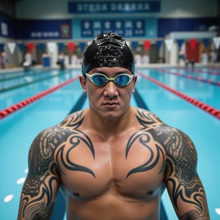 Strong Asian male athlete